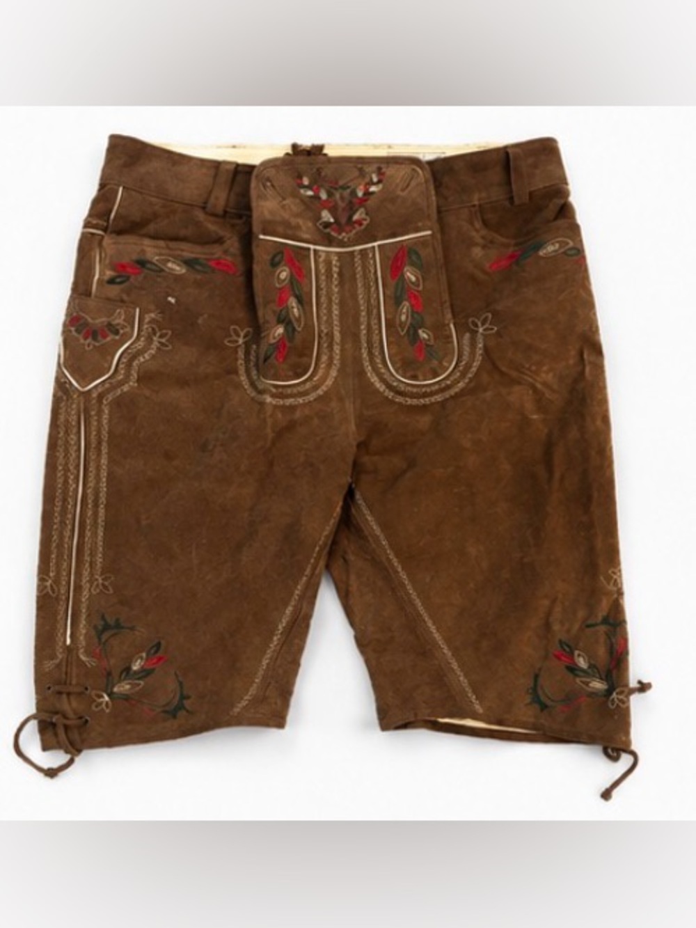 Landhaus Genuine Leather Lederhosen Embroidered Bavarian Shorts EU 52